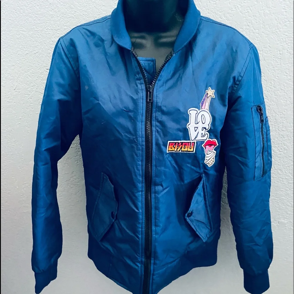 CHRLDR “Take me with you” Blue Bomber Jacket w/ Patches - XS